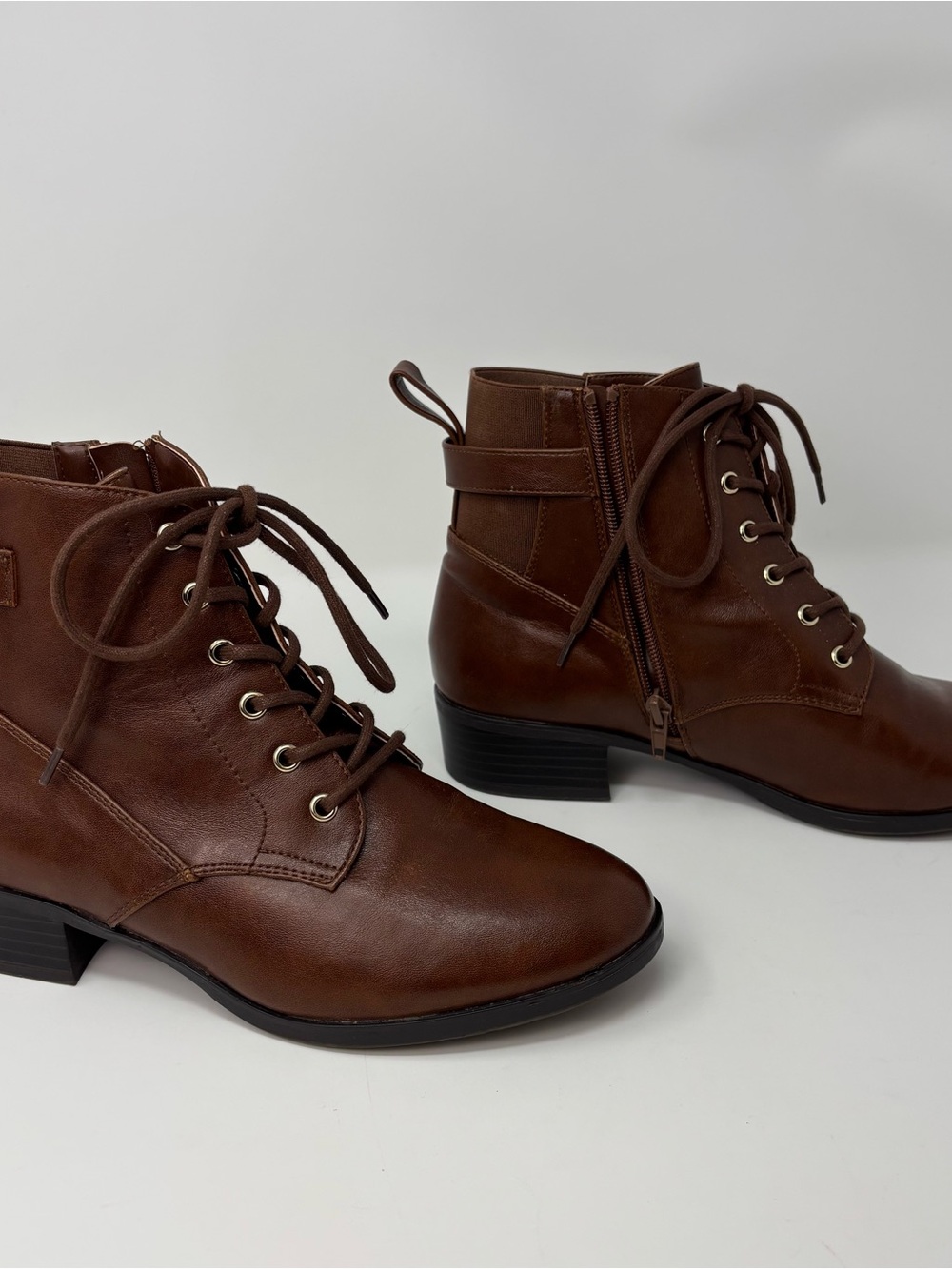 Kelly & Katie Jannicke Brown Lace Up Ankle Boots Zipper Booties Women's Size 8.5 - Picture 3 of 9